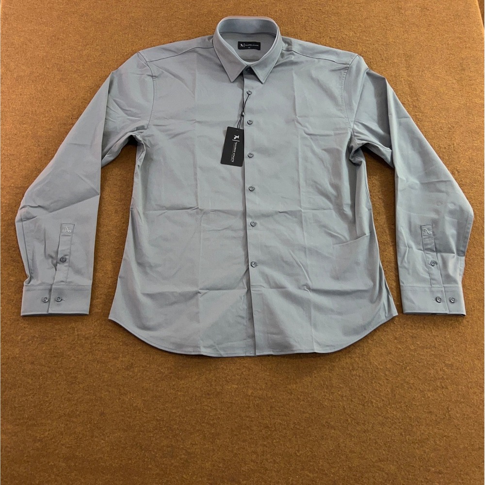 Tailored Athlete Mens XXL Gray Muscle Fit Stretch Long Sleeve Button Up Shirt